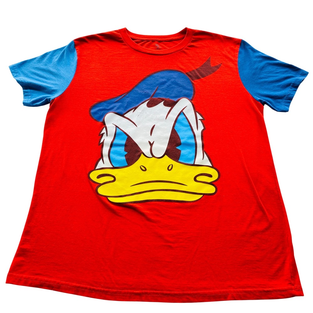 Mickey &‎ Co Disney Donald Duck Graphic T-Shirt Red Blue Colorblock Mens Large L